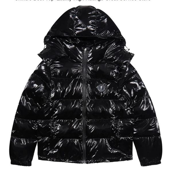 Мужские пуховые парки, мужские топы Trapstar, женские пальто с вышивкой, блестящая черная куртка Irongate со съемным капюшоном, зимняя куртка высокого качества 231113