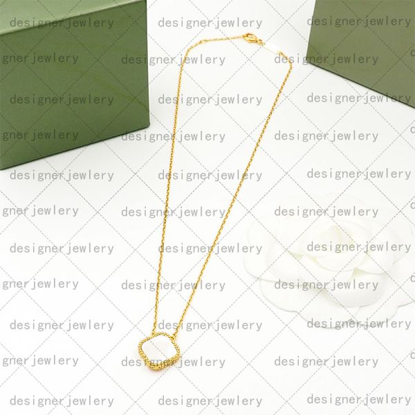 золотой кулон ожерелье ювелирный дизайнер для женщин цепочка четырехлистный клевер ожерелье черный белый красный зеленый розовый синий браслет серьги ожерелья дизайнер роскошные украшения