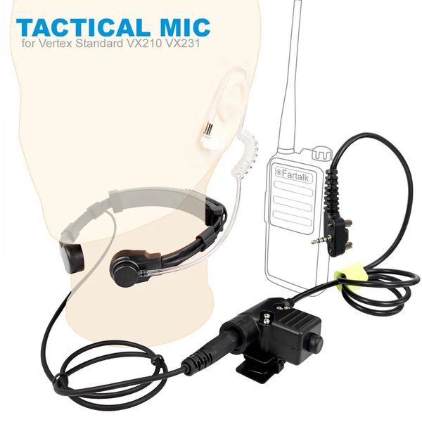 Taktische Kopfhörer Walkie Talkie Mikrofon U94 PTT Neck Throat Mic Radio Headset für Vertex Standard VX210 VX228 VX230 VX231 VX298 VX300 231113