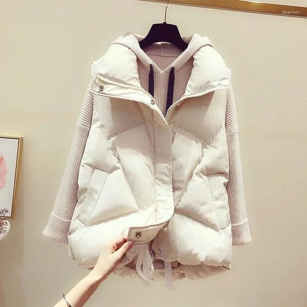 Gilet da donna Donna senza maniche con bottoni ricoperti Colletto alla coreana Solido Tasche con cordoncino Cardigan con cerniera Cappotti Capispalla High Street