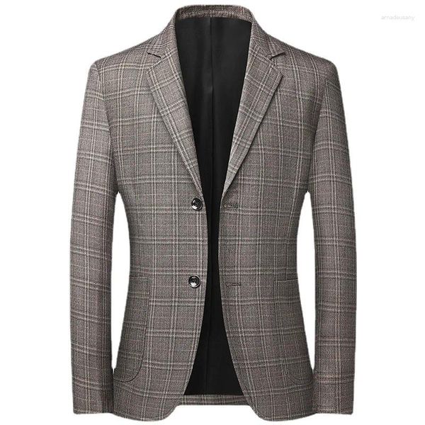 Ternos masculinos roupas de negócios masculino blazer masculino 2023 outono e inverno estilo britânico xadrez para homem terno jaqueta casual vestido casaco