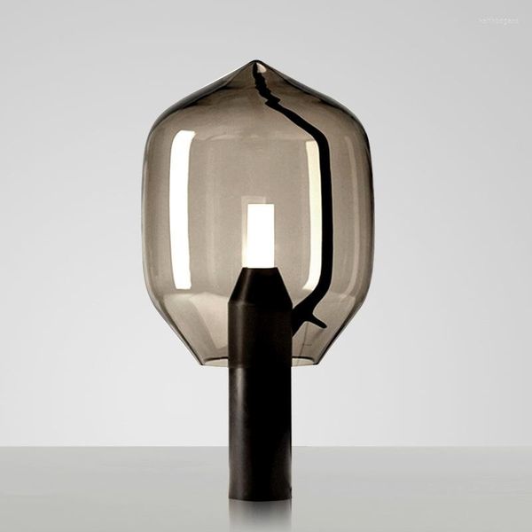 Lâmpadas de mesa Modern Led Bedroom Lâmpada de cabeceira âncora de ferro Bankers Glass Golden
