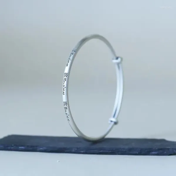 Bracciale rigido in stile tibetano con catena a maglie, anello traghetto Xizang, scrittura sanscrita, sei parole vere, braccialetto per coppie, gioielli regolabili push pull