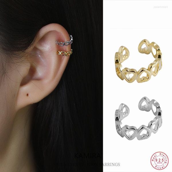 Orecchini posteriori KAMIRA in argento sterling 925 a forma di cuore senza piercing per le donne Gentle Sweet Love Ear Clips Orecchino Party Girls Jewelry