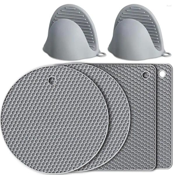 Tapetes de mesa de silicone, porta-copos para forno, luvas, conjunto de suportes, suprimentos de cozinha para cozinhar, assar, grelhar