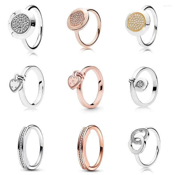 Cluster Ringe 925 Sterling Silber Ring Charms DIY Kristall Große Runde Finger Für Frauen Partei Schmuck Haben Logo