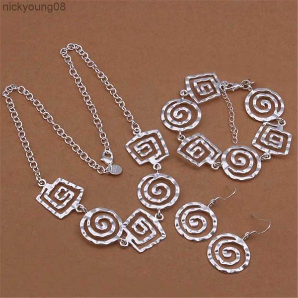 Set di gioielli da sposa Set di gioielli in argento sterling 925 pregiati Orecchini con filo retrò bracciali collana per le donne Moda Festa di nozze Regali di NataleL231114