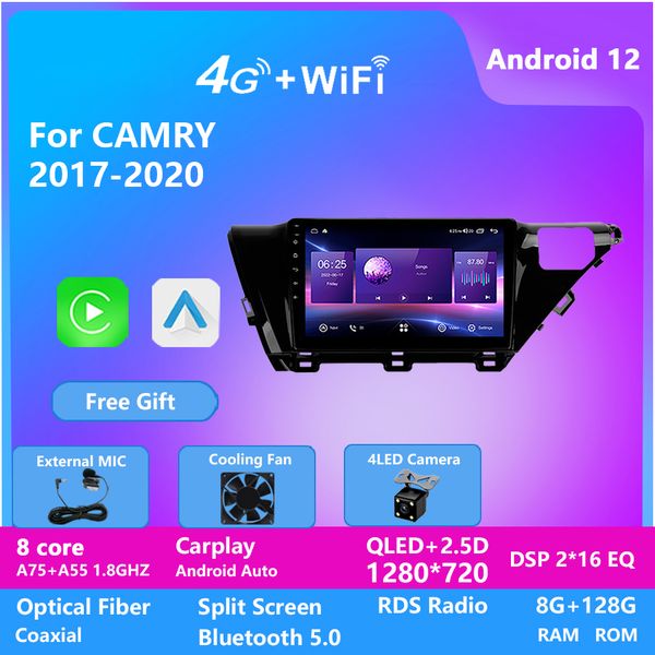 2din araba video gps otomatik ses stereo oynatıcı otoradio multimedya navigasyonu 4G wifi araba radyosu Toyota Camry 2017-2020