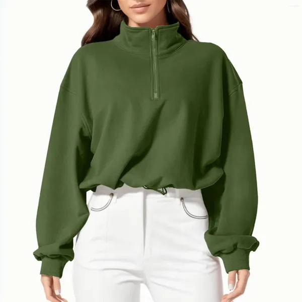 Hoodies femininos moletom feminino harajuku verde zíper colarinho com capuz coreano vintage manga longa colheita topos y2k blusas oversize meninas