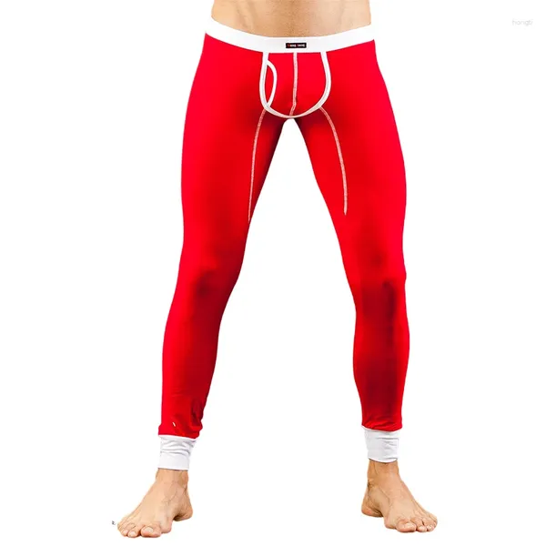 Roupa interior térmica masculina calças modais finas linha elástica da moda sexy legging apertada longa johns