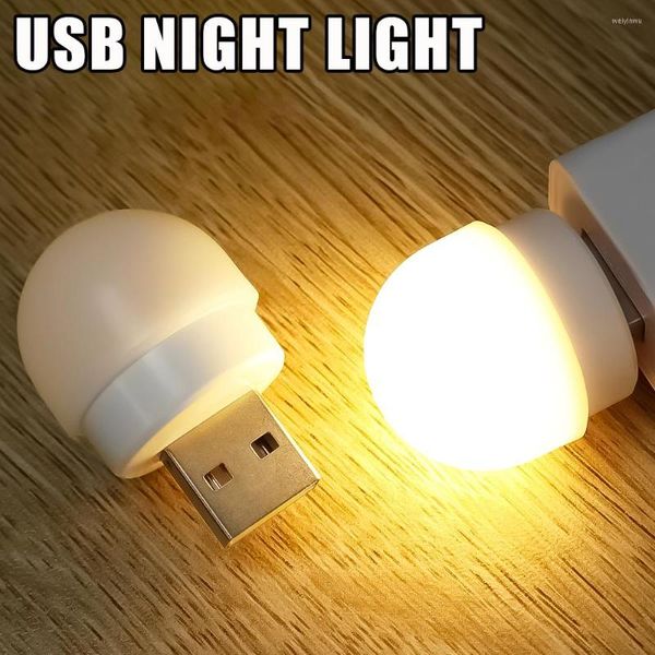 Luzes noturnas mini lâmpada plug de lâmpada USB Móvel carregamento de energia LED Proteção à luz da mesa redonda Bulbo Decoração de quarto