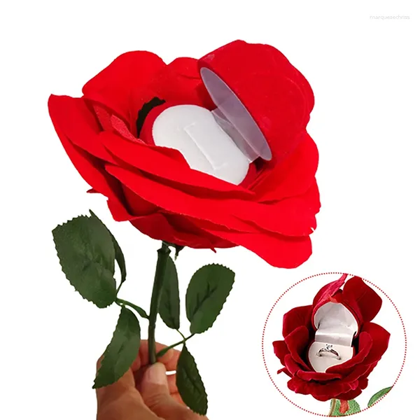 Schmuckbeutel Rose Blume Ring Box Rot Kreative Ohrring Display Halter Geschenkboxen Braut Hochzeit Verlobung Aufbewahrungskoffer