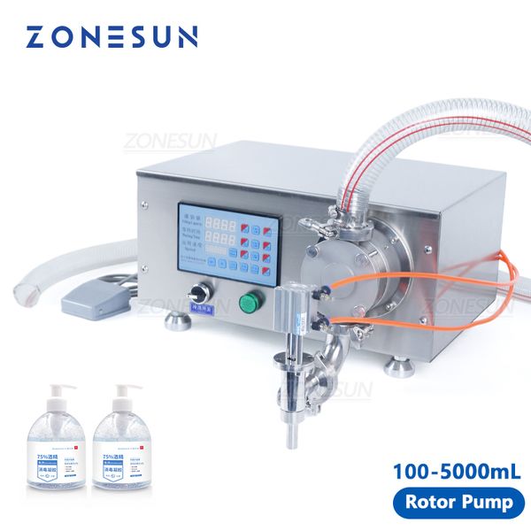 ZONESUN 100-5000ML Detersivo per bucato semiautomatico Riempitrice di liquidi Pompa a rotore Sistema di erogazione dell'olio d'oliva Sistema di imballaggio