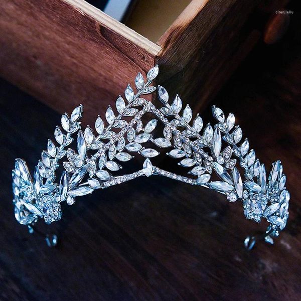 Haarspangen GS11585 Europäische und amerikanische Kristallbrautkrone Tiara Zirkon Hochzeit Haarteil Klassische High-End-Blätter-Accessoires