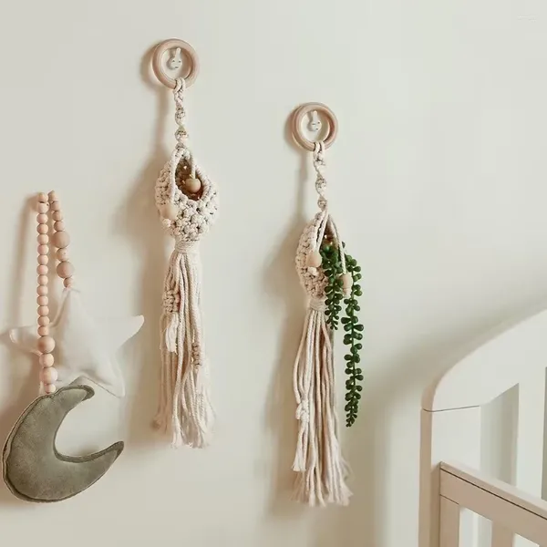 Piatti decorativi appesi treccia decorazione da parete per piante fiori macramè boho tessuto camera da letto soggiorno balcone ornamento pendente decorazioni per la casa