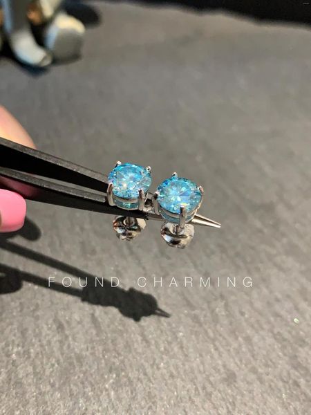 Brincos de garanhão azul marinho 1CT Diamante de moissanita para mulheres com 925 jóias finas de falha mais esterlina