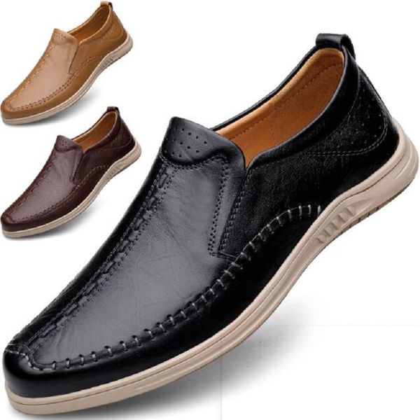 Luxury Brand Classic Man Mocassins Dress Sapatos para homens genuínos de couro marrom escuro Sapatos de casamento para homens deslizam em formal D2H24