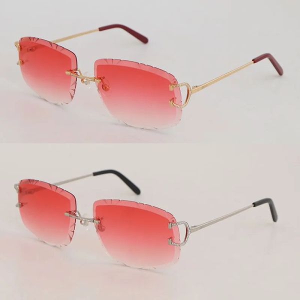 A112 Rahmenlose Diamant-Sonnenbrille mit neuen Moissanit-Schliffgläsern für Damen oder Herren, Unisex, randlos, Designer, C36M869, Outdoor-Fahrbrille, Katzenauge, runde Brille O