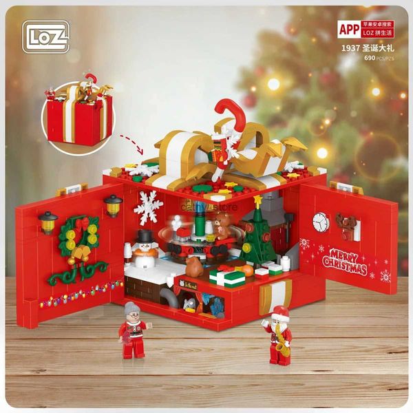 Giocattoli per veicoli LOZ Confezione regalo di Natale Navida Mini Blocks Capodanno assemblato Building Block Toy Natale Puzzle Assemblaggio Modello Decorazione 1937L231114