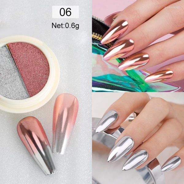 Nail Glitter Solid Mirror Powder Rose Gold Silber Metallic Chrome Pigment Sparkle Dust Für Nails UV Gel Polish Art.-Nr