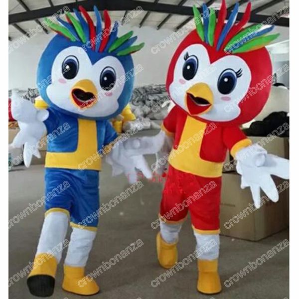 sevimli renkli taç kuşları maskot kostümleri cadılar bayramı karikatür karakter kıyafeti takım elbise xmas açık parti kıyafeti unisex promosyon reklam kıyafetleri