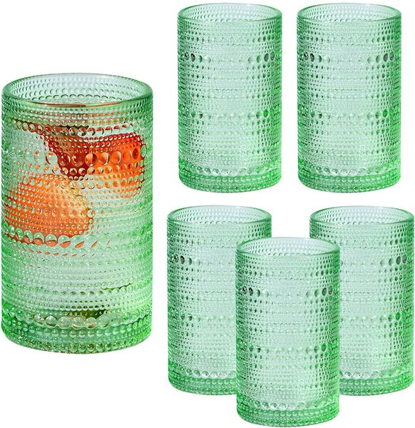Bicchieri vintage con perline Set di bicchieri da vino Bicchieri da vino Calici da acqua in rilievo Set di bicchieri misti Bicchieri di vetro per bevande 040105
