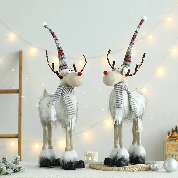 Decorazioni natalizie Bambola di peluche alce grande in piedi di Natale con luci a LED Statuetta Navidad Ornamenti di renna per regali di Natale Decorazioni per la casa 231113