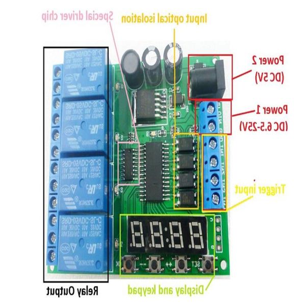 Freeshipping DC 12V 4 canais Multifunções Ciclo Atraso Temporizador Módulo de relé Timing Loop Interlock Auto-travamento Momentâneo Biestável Monost Bqef