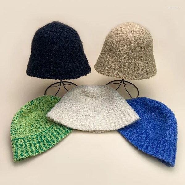 Beralar Sıradan Katı Yün Kova Şapkaları Pamuk Sıcak Moda Sonbahar ve Kış Kadınlar Erkekler Rahat ÇOK YAPI