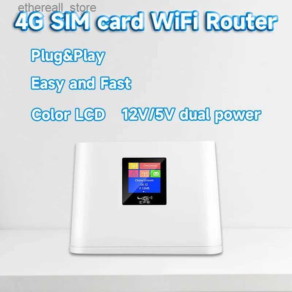 Roteadores 4G SIM card wifi roteador colorido display LCD LTE 4G modem Hotspot RJ45 roteador sem fio 4G CPE 12V/5V potência portátil WiFi Q231114