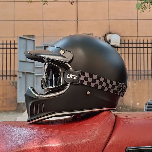 Radfahren Helme Motorrad Helm Full Face casco moto Vintage Chopper Retro capacete de motocicleta 231113