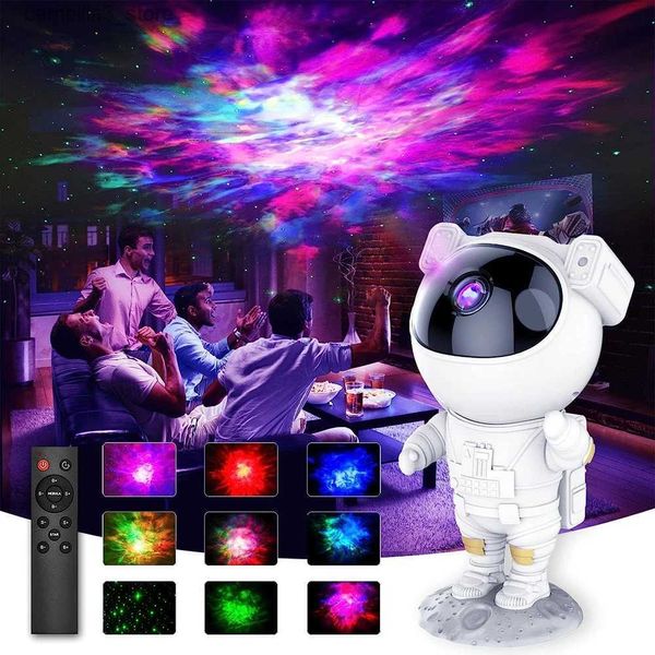 Nachtlichter Neues Galaxy Star -Projektor Strear Sky Night Light Astronaut Lampe Hauszimmer Dekor Dekoration Schlafzimmer Dekorative Leuchten Geschenk Q231114