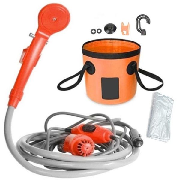 Campingdusche Outdoor Wandern Reisen Tragbare Dusche 12V Elektropumpe mit 20L Eimer Set Autowaschanlage Pflanzenbewässerung Haustier sauber Wlbcd