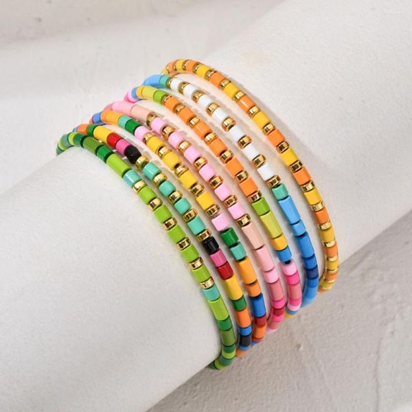 Braccialetti con ciondoli Braccialetti allungati di tendenza Boho Perline colorate carine a tubo piccolo Gioielli braccialetto fai da te per le donne Regalo estivo