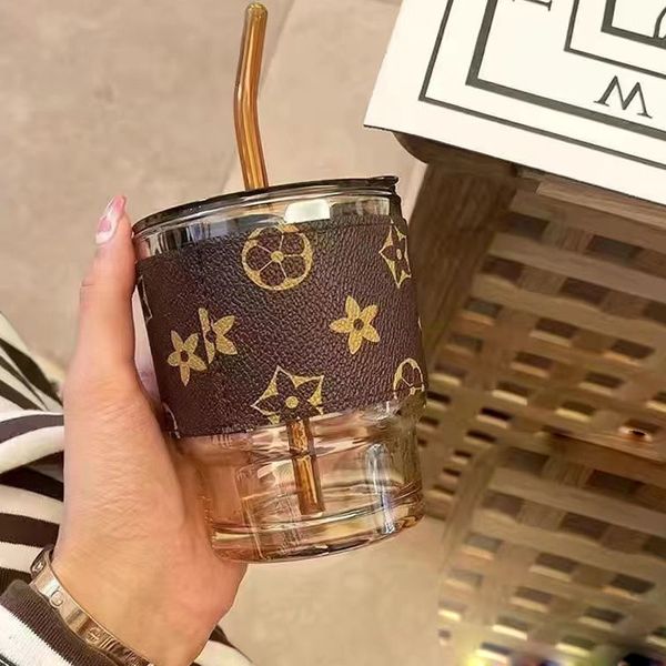 Стаканы, высококачественная чашка для питья, соломенная чашка, легкая роскошная стеклянная чашка, портативная нишевая студенческая женская кофейная чашка