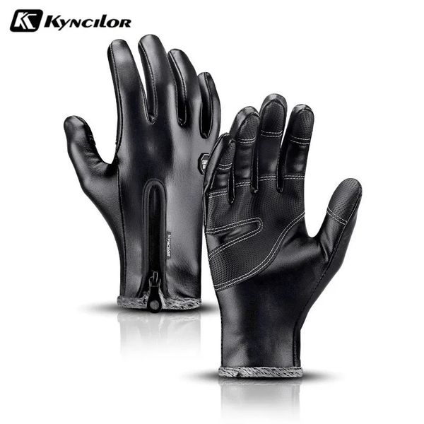 Guanti da sci invernali uomo donna caldo pile termico pelle con cerniera antivento impermeabile neve snowboard touch 231114