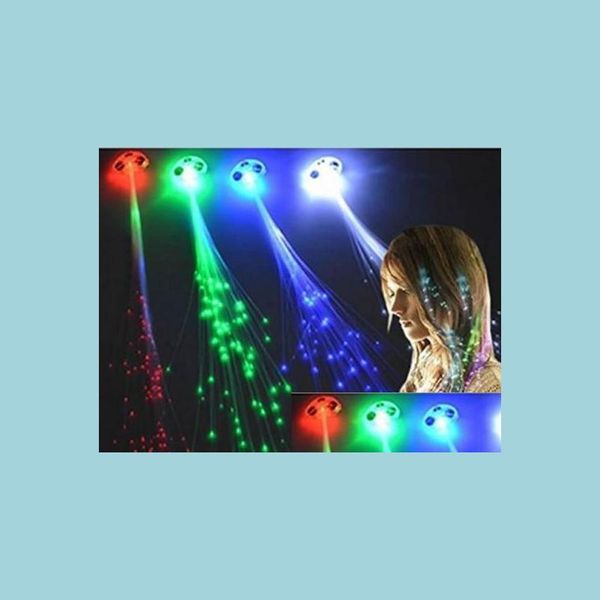 Altre forniture per feste di eventi LED Colore Flash Treccia Light Up Fibre Breads Extension Disco Night Club Concert Dancing Rock Atmos DHPWR