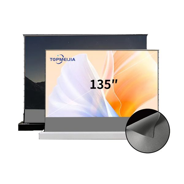 Vendita calda Schermo del proiettore elettrico da 133 pollici Home theater 3D ALR Diamante nero Schermo motorizzato da pavimento Telecomando