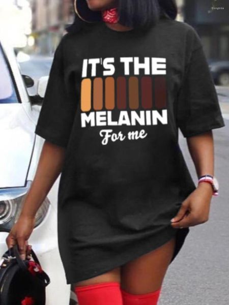 Plus Size Kleider LW Melanin Gradient Letter Print T-Shirt Kleid 2023 Sommer Loose Oversize T-Shirt Frauen Kurzarm