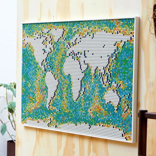 Blocos em estoque criativo 61203 99007 11695pcs artesanato mapa do mundo ornamento modelo de mosaico tijolos de construção crianças presentes de natal 31203 231114