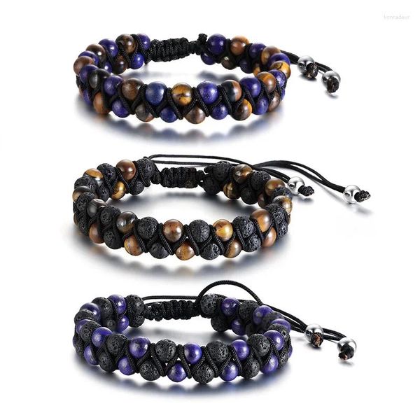 Braccialetti con ciondoli Pietra vulcanica Lava Bracciale unisex con perline regolabile Diffusore di cristalli curativi