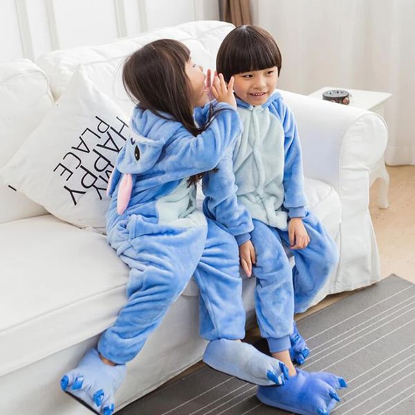 Pyjamas Kid Blue Stitch Cosplay Kigurumi Onesies Kind Cartoon Anime Overall Kostüm Für Mädchen Junge Tier Verkleidung Nachtwäsche Pyjamas 231113