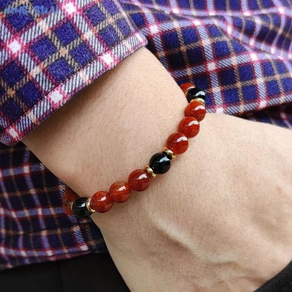 Strang MHS.SUN 1 STÜCK Naturstein Rot Türkis Runde Lose Perlen Armband Charme Handgemachte Energie Yoga Heilung Party Kristall Schmuck