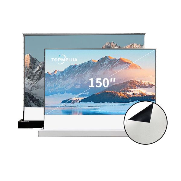 Tragbare 150-Zoll-Schnellfalt-Motorisierte Bodenprojektionswand mit Tab-Tension Cinema White Screen Material für 4K-Heimkino