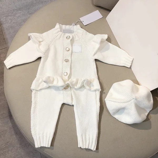 Moda C Mektup Örme Tek Parça Bodysuit Yenidoğan Uzun Kollu Çocuk Giysileri Tulum Yeni doğmuş bebek Kış Kızları Romper CSD2311144-12