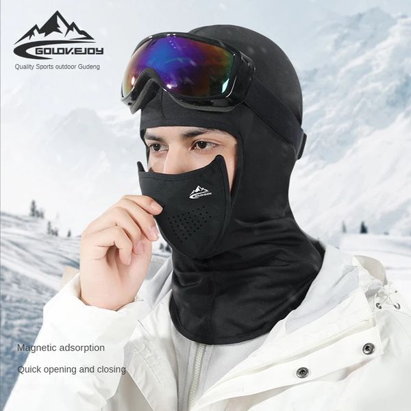 Cappellini da ciclismo Maschere Maschera da sci adsorbimento magnetico protezione per il viso caldo traspirante antivento decollo comoda sciarpa da equitazione copricapo resistente al freddo 231113