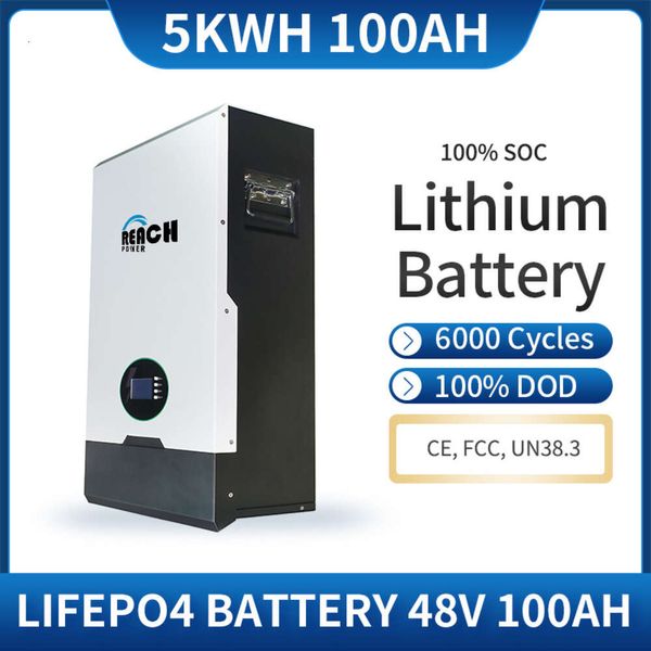 bateria de íon de lítio portátil do armazenamento solar 5kwh LiFePO4 da energia fotovoltaica da parede do poder de 48V 100Ah
