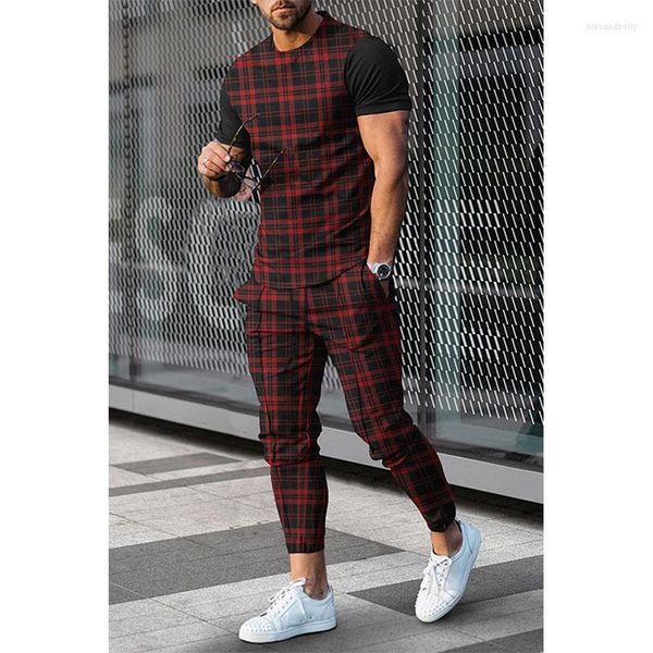 Tute da uomo 2023 Pantaloni da uomo estivi Tuta da 2 pezzi Set 3D stampato Jogger Sportswear T-shirt a maniche corte Pantaloni lunghi