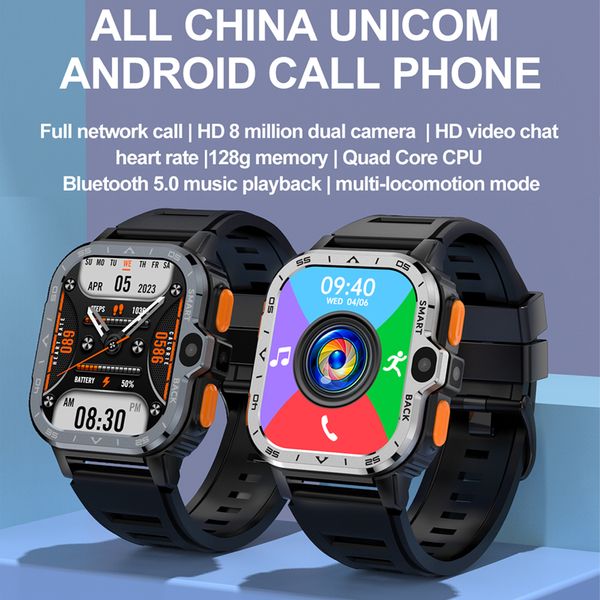 Gps Sim Card Smart Watch Android 4G Smart Watch Wifi 128Gb 8Mp Hd Telecamere Chiamata Telefonica Relogio Smartwach Con Targeta Android Smartwaches Full Touch 2.0 Sim Gsm/Wcdma/Lte