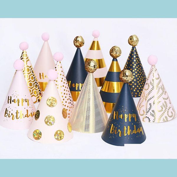 Chapéus de festa Aniversário de cone para crianças adts de lantejoula de lantejoula de lantejoula de lapso de lapso de chapéu de chapéu de topper decorações colorf entrega de home garden festiv dhyye